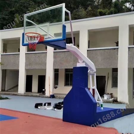 球场比赛用可升降平箱地埋式篮球架 户外钢化玻璃板 浩圆