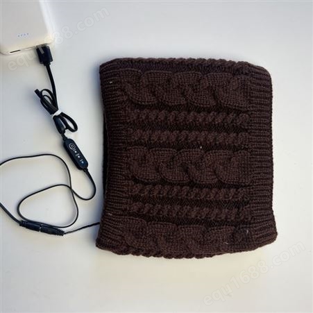 USB电热围脖针织毛线加绒纯色冬季保暖脖套充电宝电源供电加热