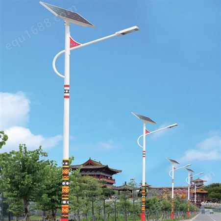 供应新款中国风城市照明太阳能 民族风藏式 仿古双臂路灯