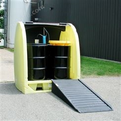 卷帘型4桶防泄漏油桶储存柜4064-YE-D，安全型，适合于户外储存