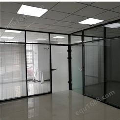 办公室双层玻璃隔断 防火钢化玻璃墙 多种百叶 成品高隔间